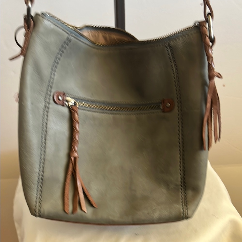 Olive Green Leather Shoulder Bag